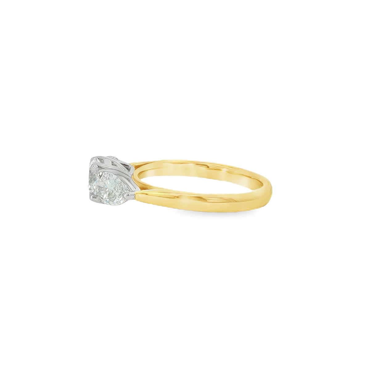 Round Brilliant & Pear Cut 1.61ct Trilogy, Lab Grown 18ct Yellow Gold & Platinum Ring
