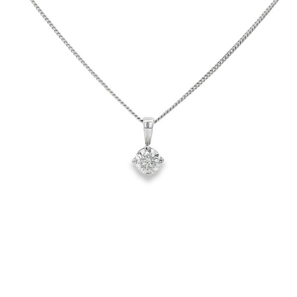 Diamond Round Brilliant Cut, 0.50ct 18ct White Gold Pendant