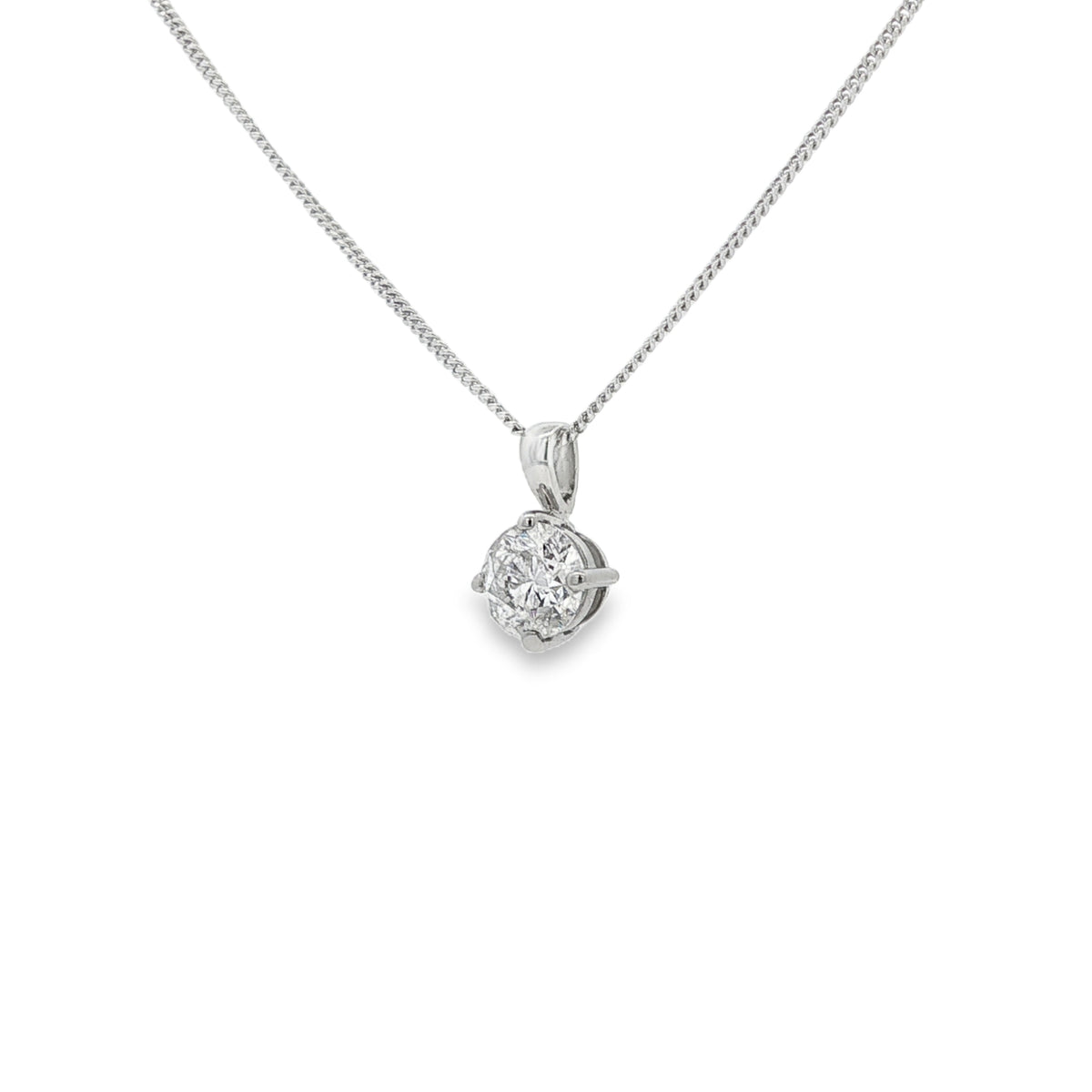 Diamond Round Brilliant Cut, 0.90ct 18ct White Gold Pendant