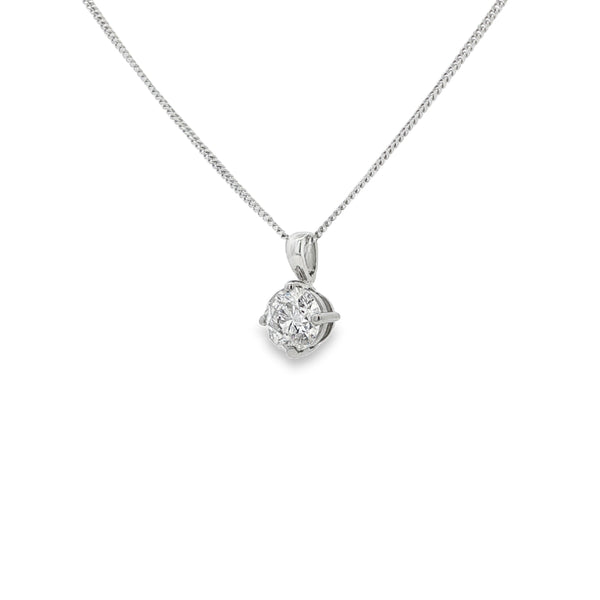Diamond Round Brilliant Cut, 0.90ct 18ct White Gold Pendant