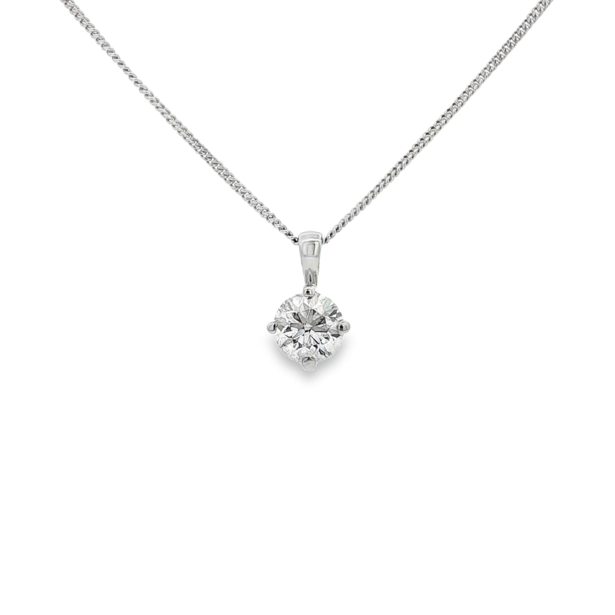 Diamond Round Brilliant Cut, 0.90ct 18ct White Gold Pendant