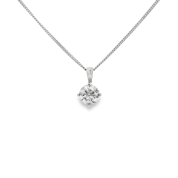 Diamond Round Brilliant Cut, 0.90ct 18ct White Gold Pendant