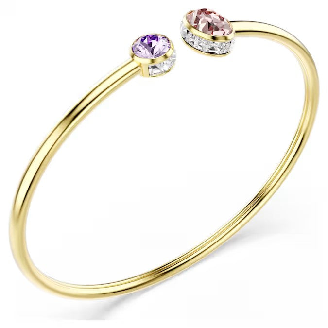 Swarovski Chroma bangle, Mixed cuts, Multicoloured, Gold-tone plated
