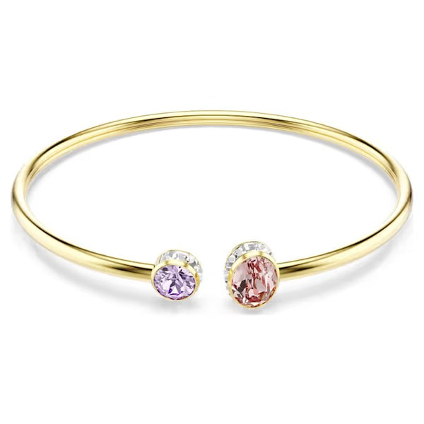 Swarovski Chroma bangle, Mixed cuts, Multicoloured, Gold-tone plated