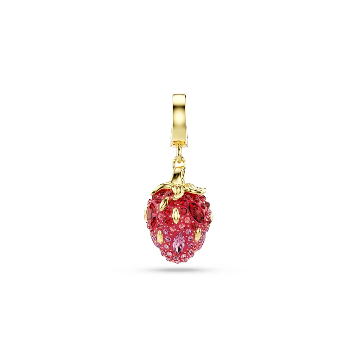 Swarovski Idyllia charm, Mixed cuts, Strawberry, Red, Gold-tone plated