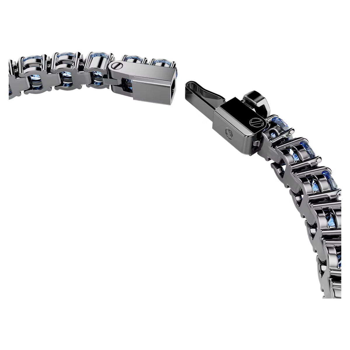 Swarovski Matrix Tennis bracelet, Round cut, Blue, Ruthenium plated