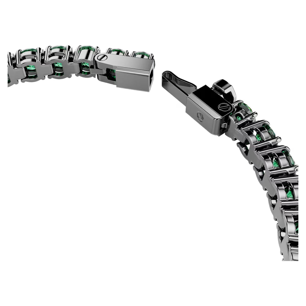 Swarovski Matrix Tennis bracelet, Round cut, Green, Ruthenium plated