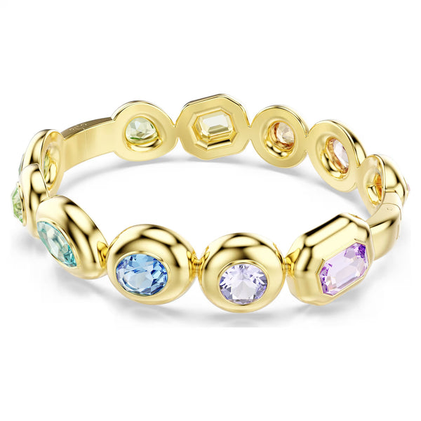 Swarovski Gema bangle, Mixed cuts, Multicoloured, Gold-tone plated