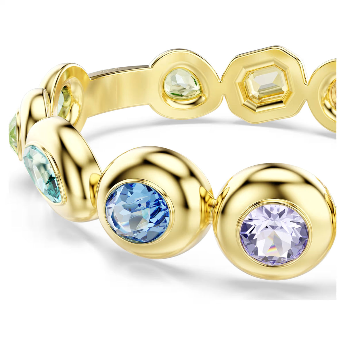 Swarovski Gema bangle, Mixed cuts, Multicoloured, Gold-tone plated