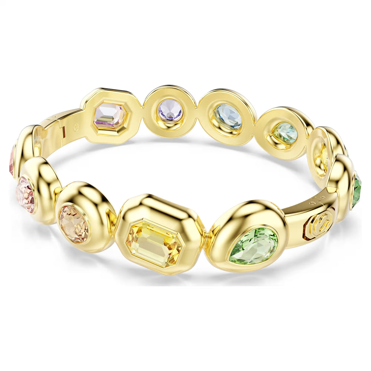 Swarovski Gema bangle, Mixed cuts, Multicoloured, Gold-tone plated