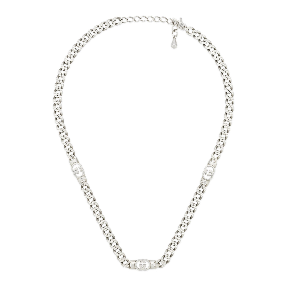 Gucci Interlocking Sterling Silver 45-50cm Chain Necklace