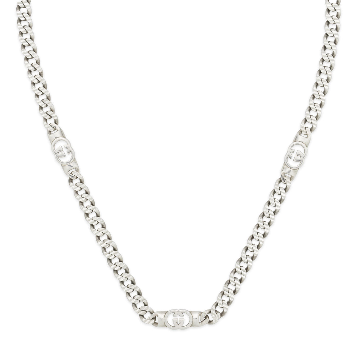Gucci Interlocking Sterling Silver 45-50cm Chain Necklace
