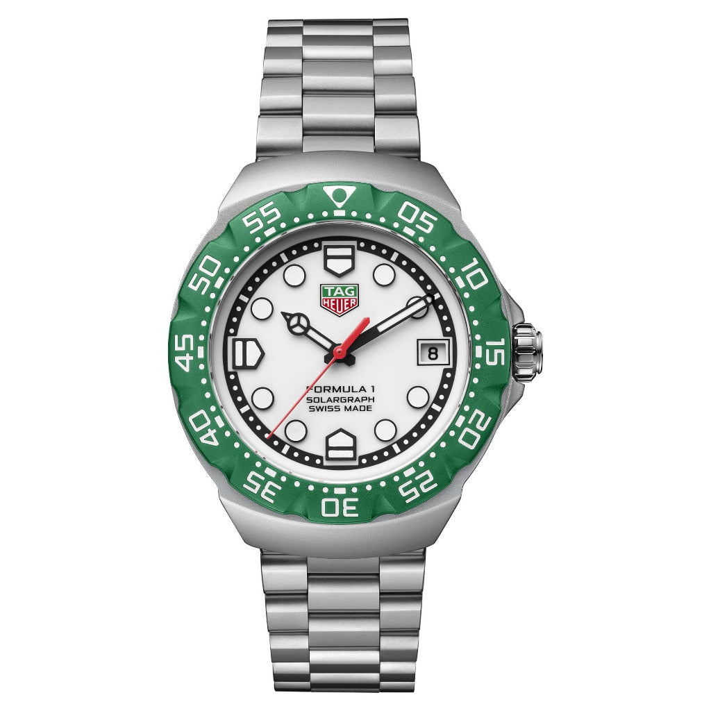 Tag Heuer Formula 1 Solargraph Green, 38mm Steel Watch WBY111E.BA0042
