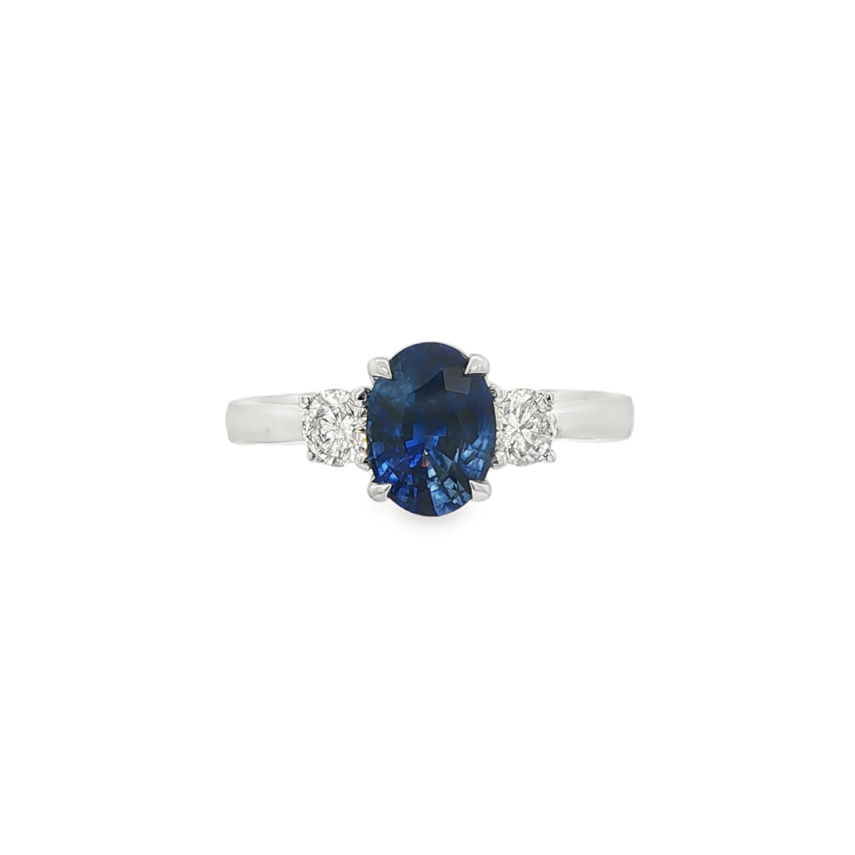 Sapphire and Diamond 3 Stone, Platinum Ring