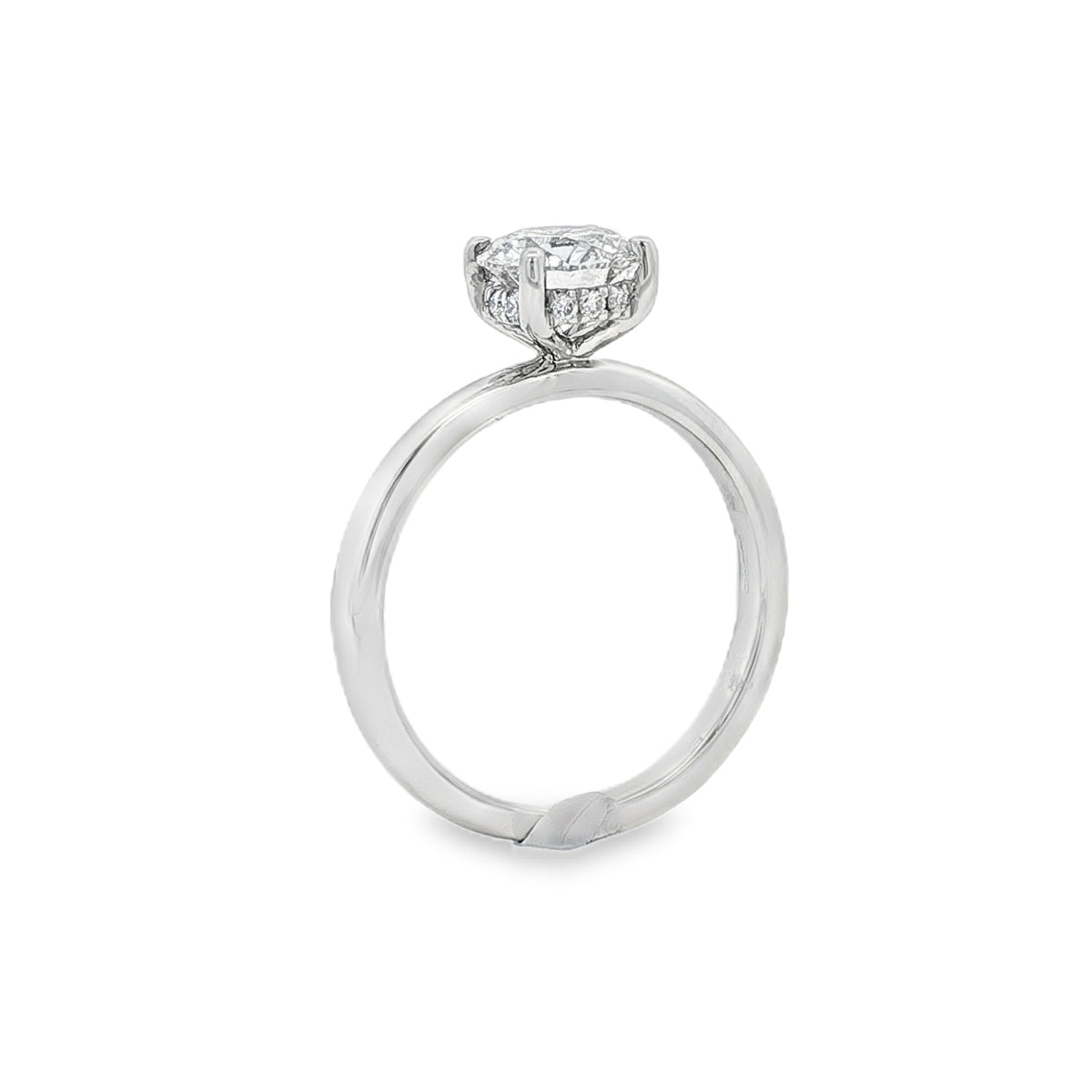 Round Brilliant Cut 1.05ct Lab Grown Diamond with Hidden Halo, Platinum Ring