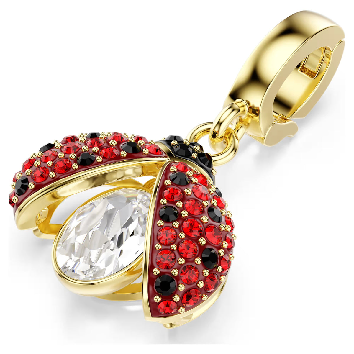 Swarovski Idyllia Charm, Mixed Cuts, Ladybird, Red, 18k gold finish