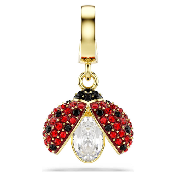 Swarovski Idyllia Charm, Mixed Cuts, Ladybird, Red, 18k gold finish