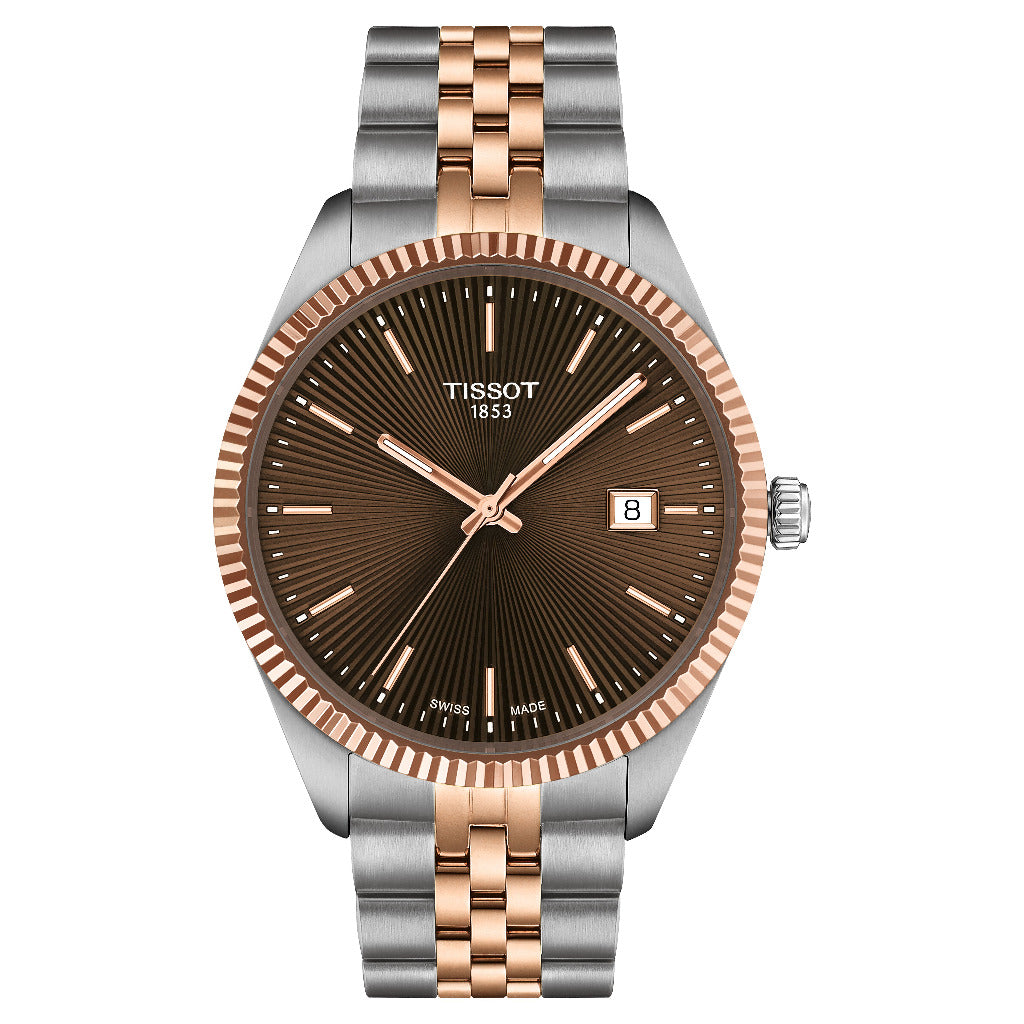Tissot Ballade Chocolate Dial Two Tone 40mm Watch T1564102229101