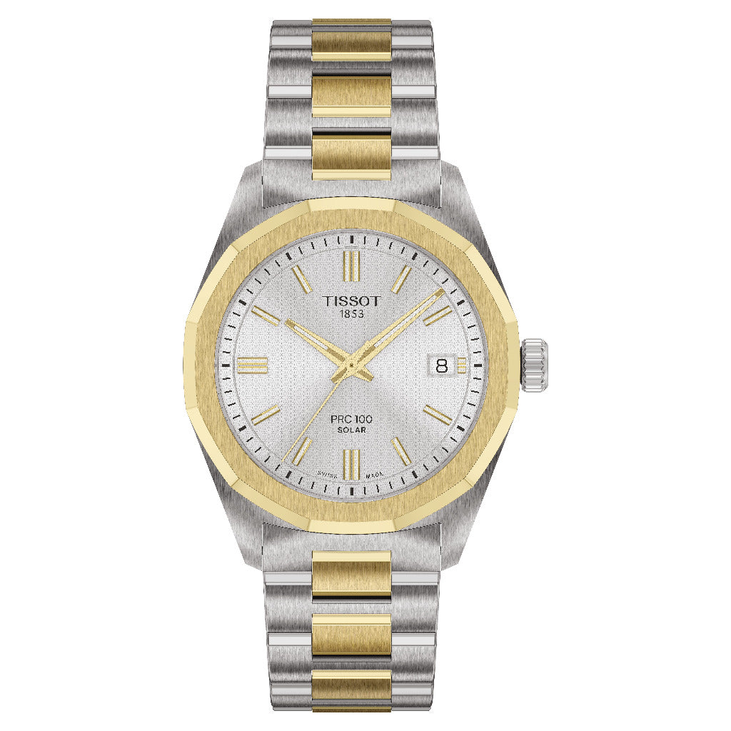 Tissot PRC 100 Solar 34mm Two Tone Watch T1518222203100