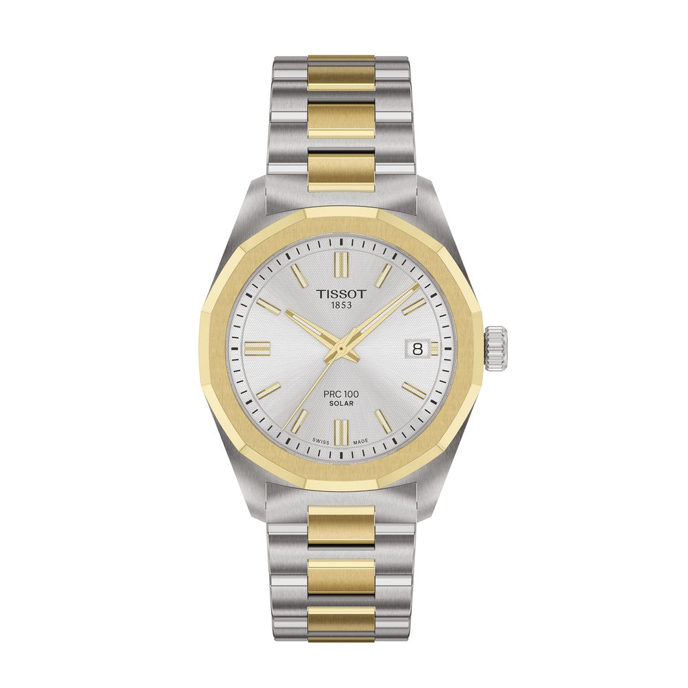 Tissot PRC 100 Solar 34mm Two Tone Watch T1518222203100