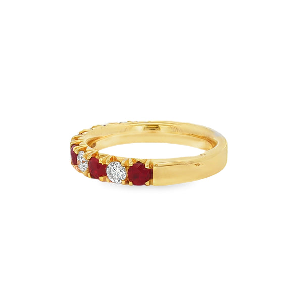 Ruby and Diamond 0.70ct, 18ct Yellow Gold Eternity Ring