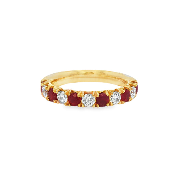 Ruby and Diamond 0.70ct, 18ct Yellow Gold Eternity Ring