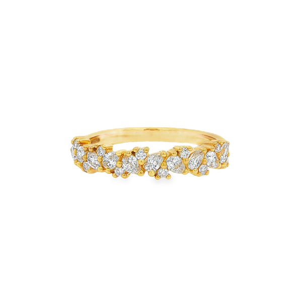 Diamond Pear and Round Brilliant 0.65ct, 18ct Yellow Gold Ring
