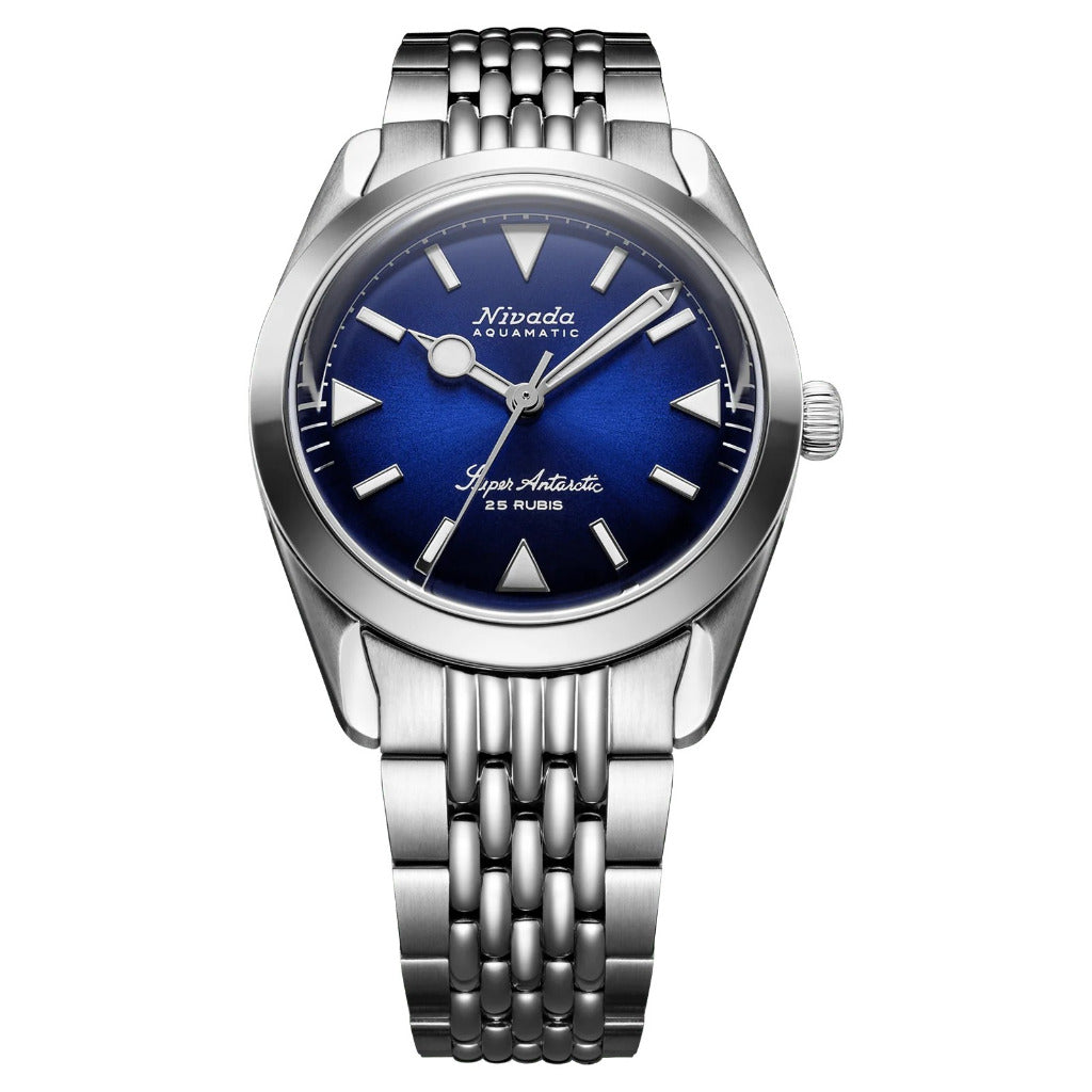 Nivada Grenchen Super Antarctic Blue 38mm Beads of Rice Watch 32075A04