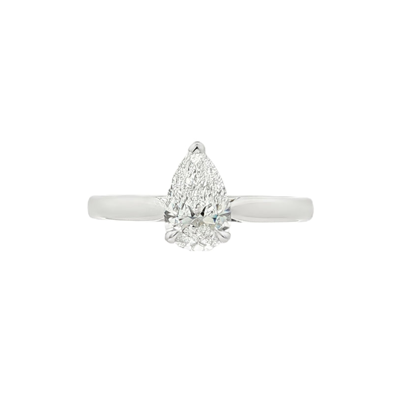 Pear Cut 1.01ct Diamond, Platinum Ring