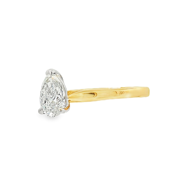 Pear Cut 0.90ct Diamond, 18ct Yellow Gold Ring