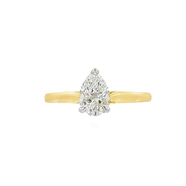 Pear Cut 0.90ct Diamond, 18ct Yellow Gold Ring
