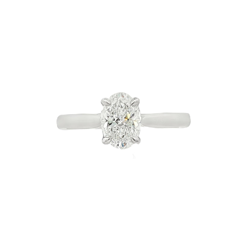 Oval Cut 1.01ct Diamond, Platinum Ring