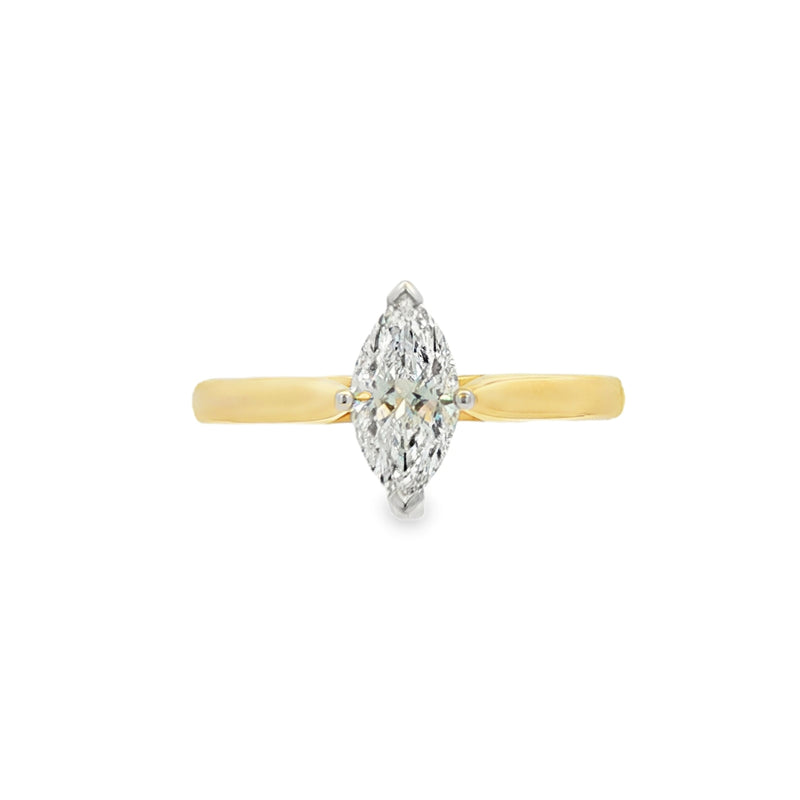 Marquise Cut 0.70ct Diamond, 18ct Yellow Gold Ring