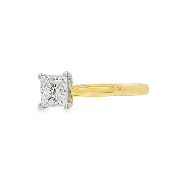 Princess Cut 1.01ct Diamond, 18ct Yellow Gold Ring