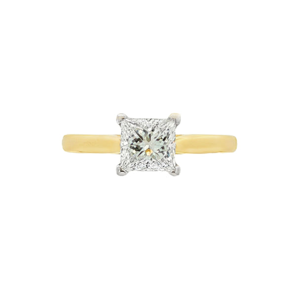 Princess Cut 1.01ct Diamond, 18ct Yellow Gold Ring