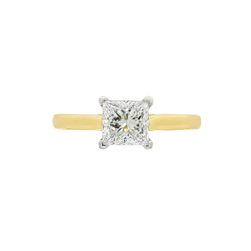 Princess Cut 1.01ct Diamond, 18ct Yellow Gold Ring