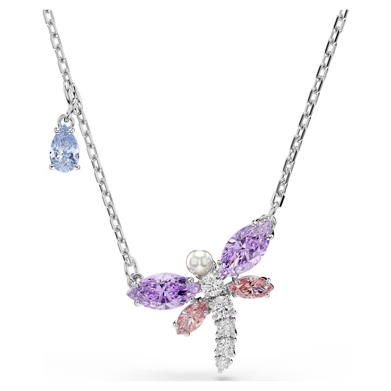 Swarovski Ariana Grande x Mixed cuts, Dragonfly, Multicoloured, Rhodium plated pendant