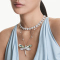 Swarovski Ariana Grande x Round cut, Flower, White, Rhodium plated necklace