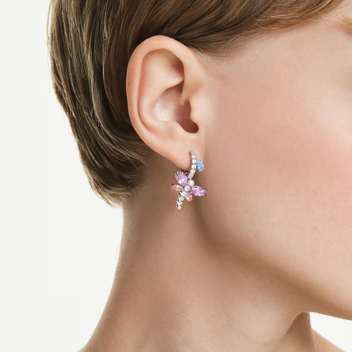 Swarovski Ariana Grande x Mixed cuts, Dragonfly, Multicoloured, Rhodium plated earrings