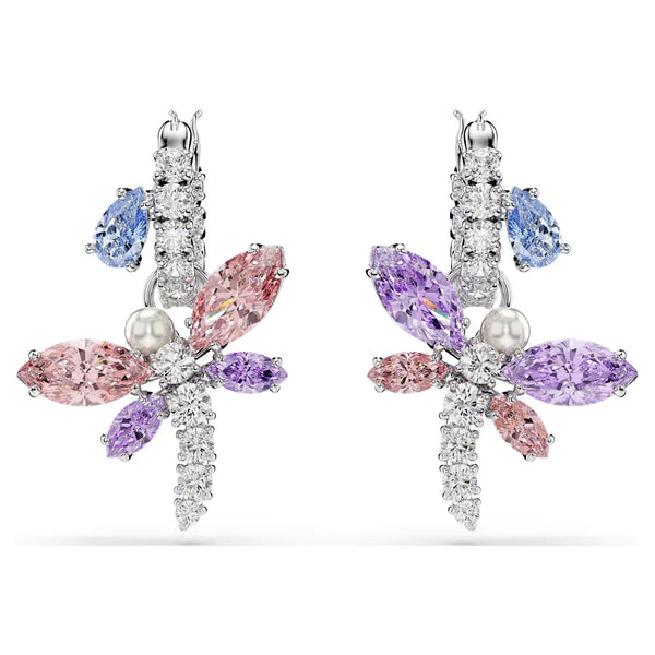 Swarovski Ariana Grande x Mixed cuts, Dragonfly, Multicoloured, Rhodium plated earrings