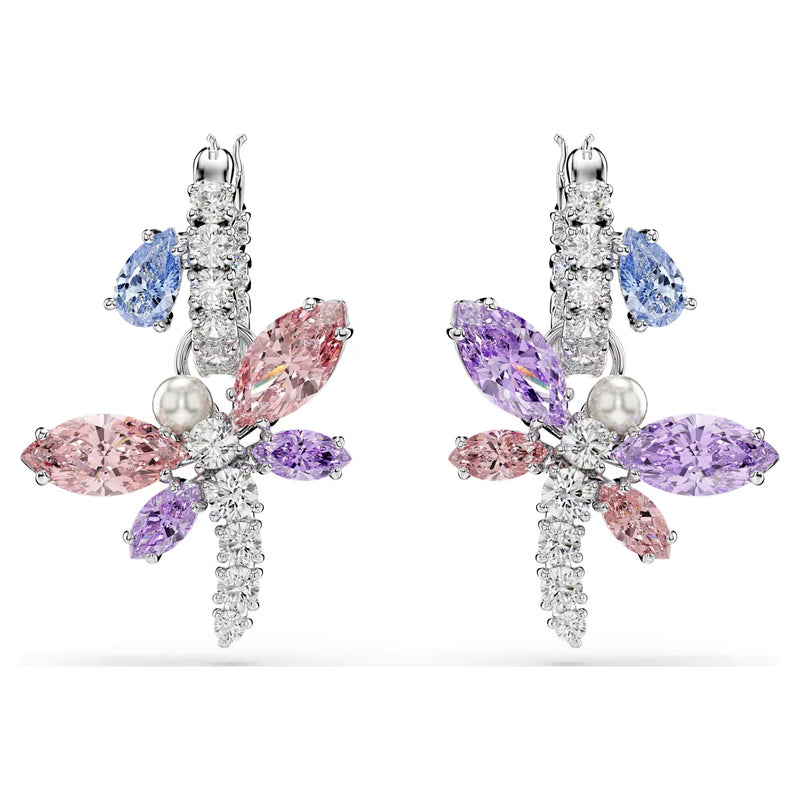 Swarovski Ariana Grande x Mixed cuts, Dragonfly, Multicoloured, Rhodium plated earrings
