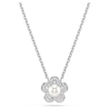 Swarovski Ariana Grande x Crystal pearl, Round cut, Flower, White, Rhodium plated pendant