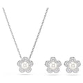 Swarovski Ariana Grande x Crystal pearl, Round cut, Flower, White, Rhodium plated set
