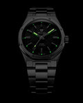 Nivada Grenchen F77 Black MK2 Date Beige Lume 38mm Watch 69010A77