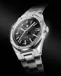 Nivada Grenchen F77 Black MK2 Date White Lume 38mm Watch 69011A77