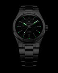 Nivada Grenchen F77 Black MK2 Date White Lume 38mm Watch 69011A77