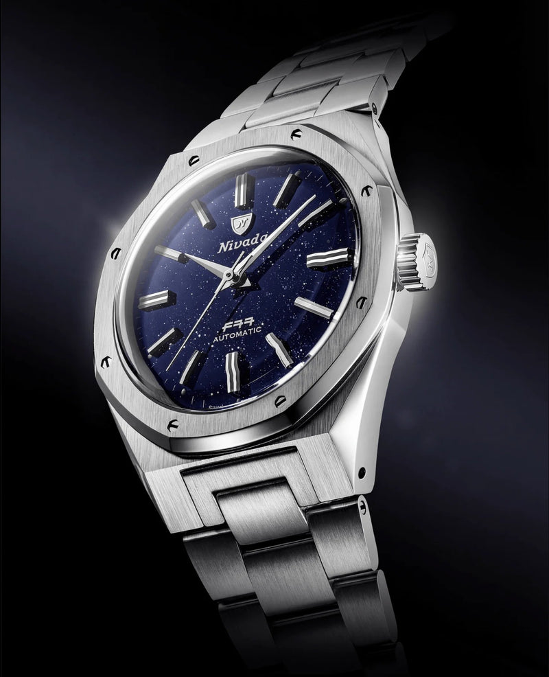 Nivada Grenchen F77 Dark Blue Aventurine MK2 38mm Watch 68047A77