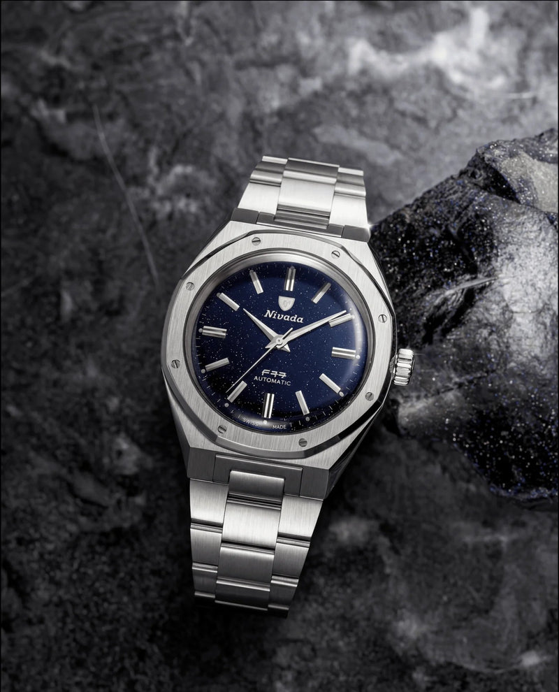 Nivada Grenchen F77 Dark Blue Aventurine MK2 38mm Watch 68047A77