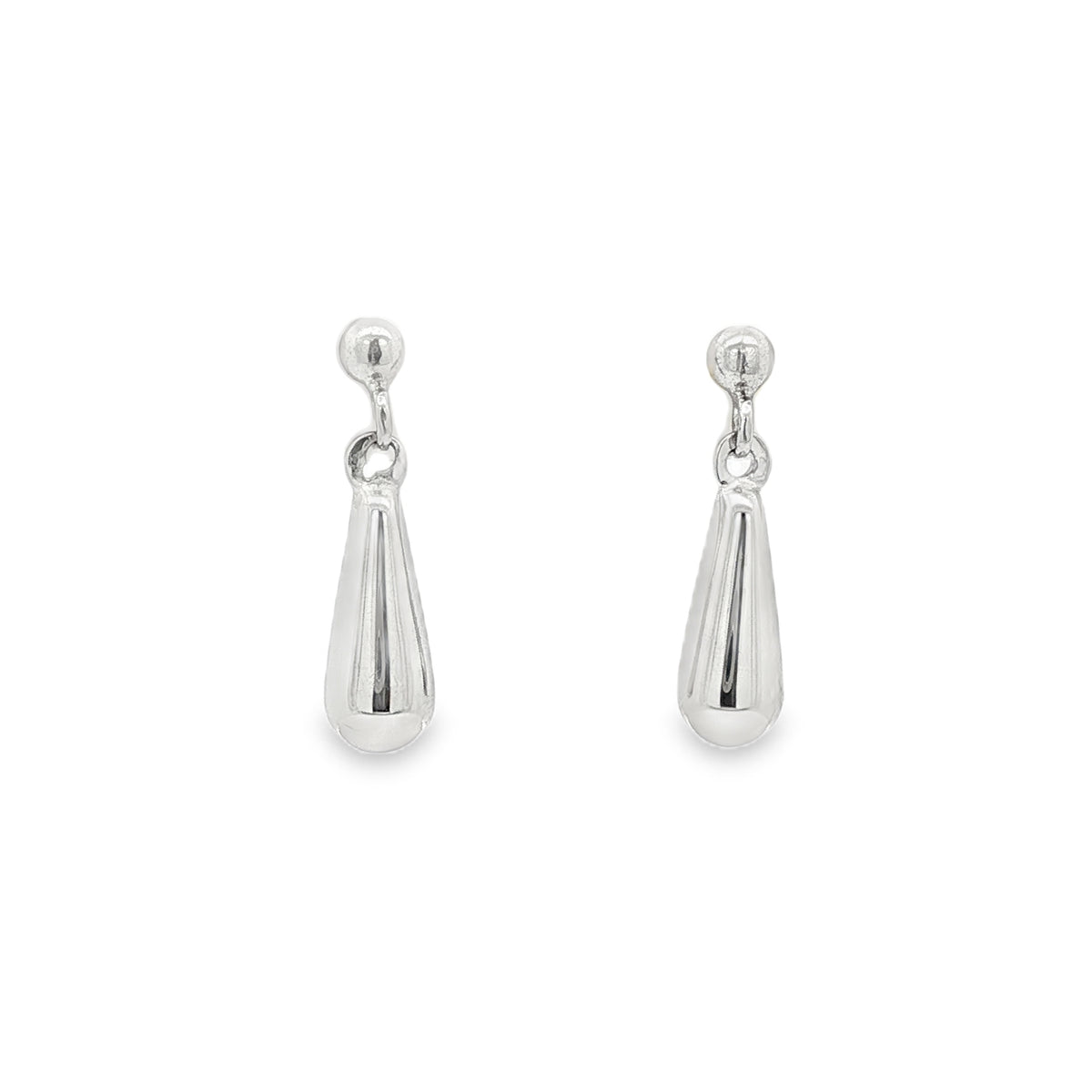 Bombe Drop, 9ct White Gold Stud Earrings