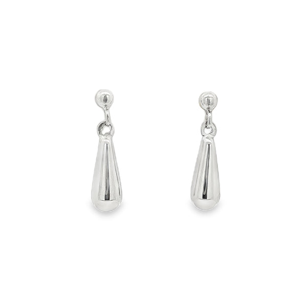 Bombe Drop, 9ct White Gold Stud Earrings